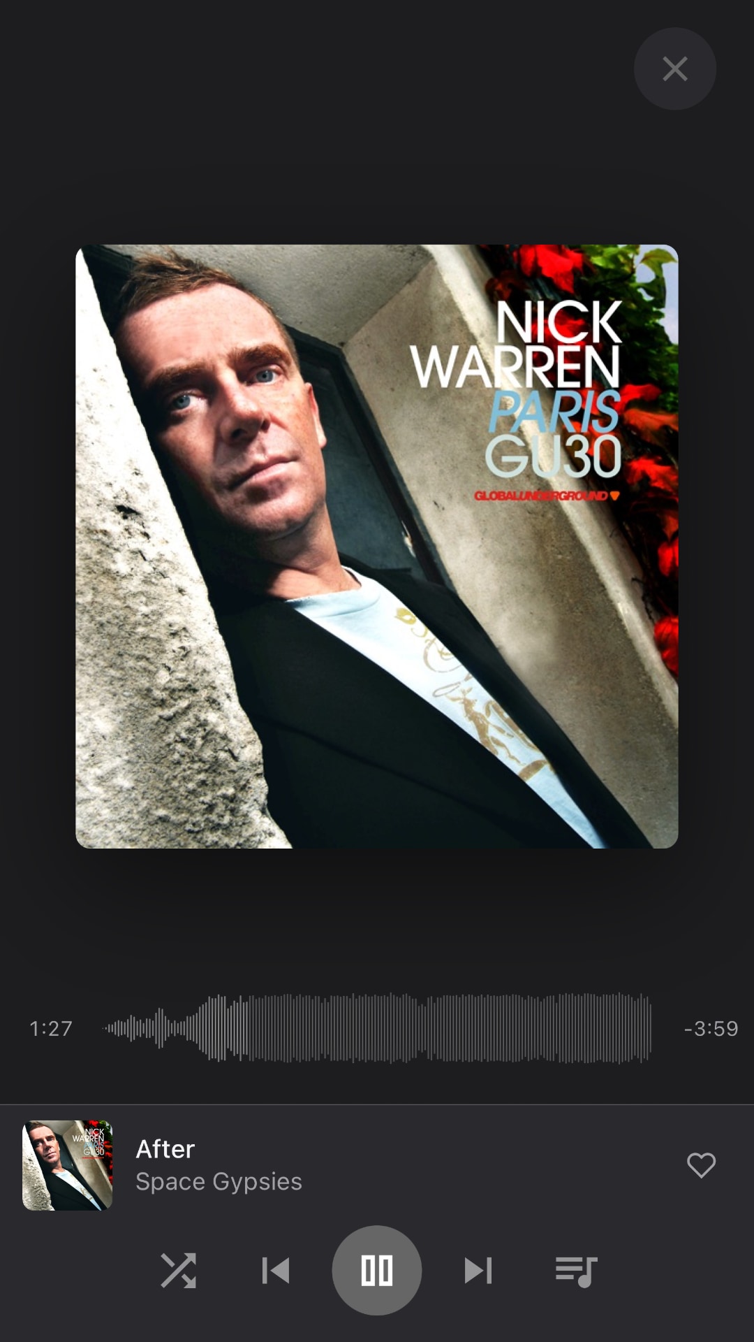 Music Player mobile interface playing a track