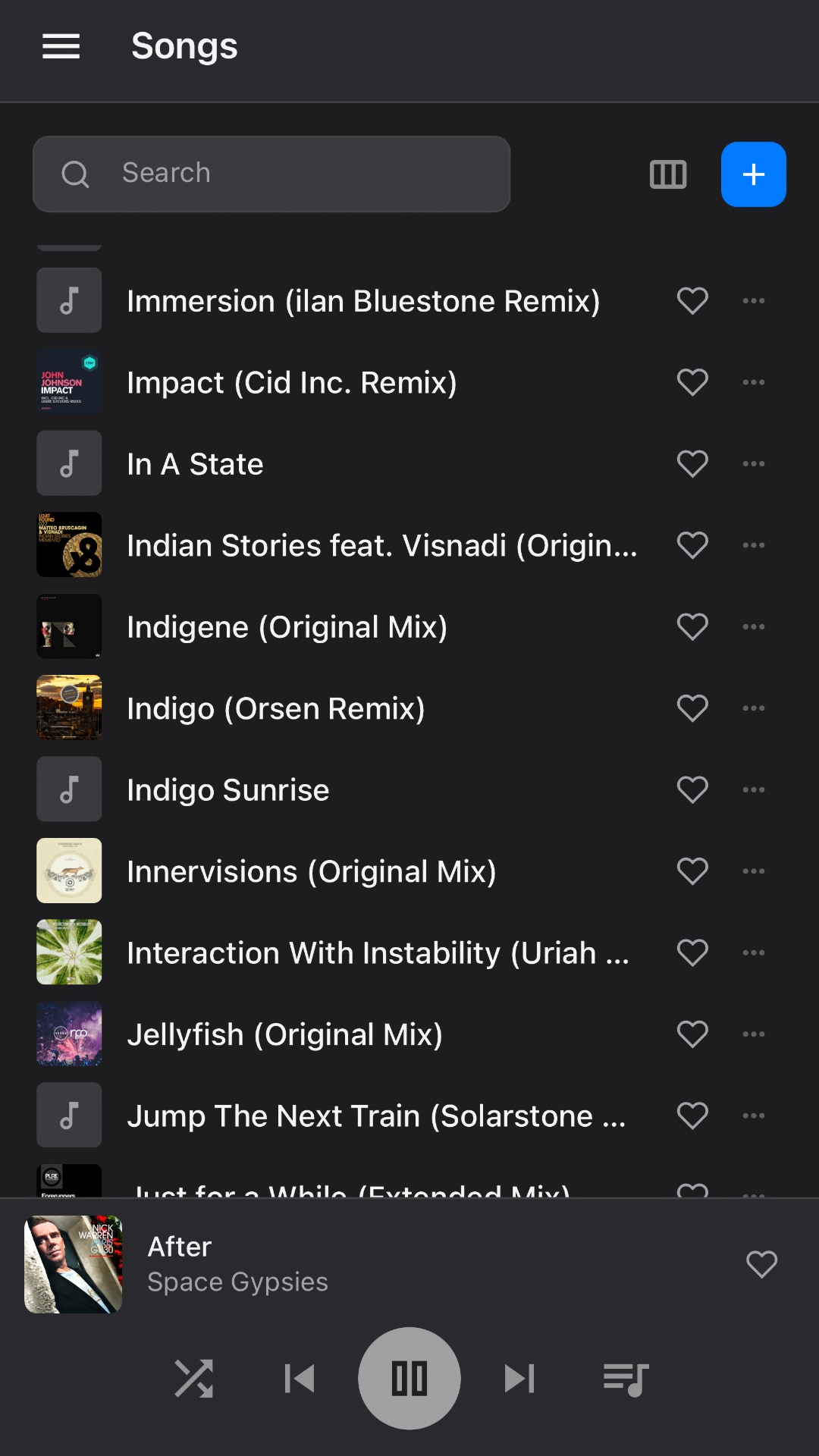 Mobile playlist screen
