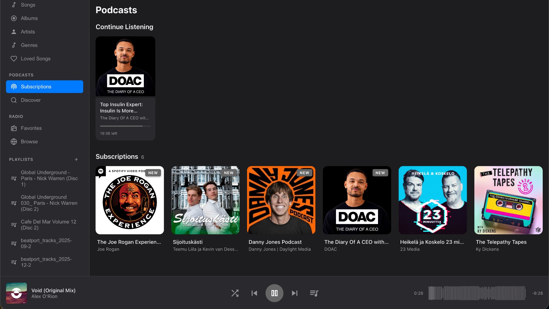 Podcast subscriptions